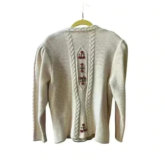 Vintage Astrifa Gestrickte Trach Holiday Cream Ivory Wool Cardigan Size 44 M/L - Picture 3 of 12